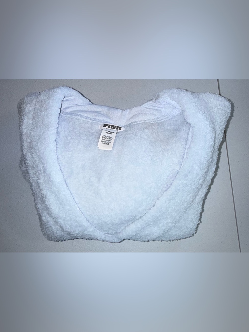 Victoria’s Secret PINK Light Blue Sherpa Cropped Jacket XS Soft Cozy - Picture 3 of 12